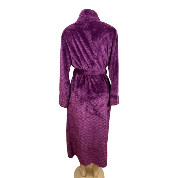 Chapter Club Womens Magenta Chevron Plush Bathrobe Size M/L - New - Picture 3 of 11